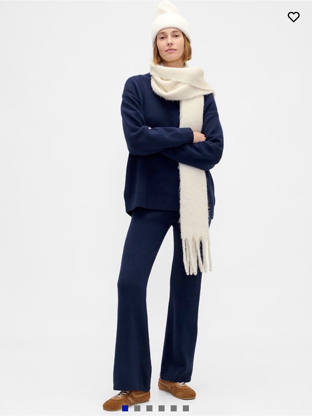 GAP CashSoft Women's Knit Flared Pants and Sweater Set- Navy